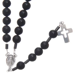 Custom Engraved Mary Virgin Cross Rosary of the Holy Death in Sterling Silver 925 Necklace