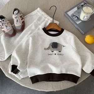 Children's Suit 2026 Autumn Winter New Casual -style Baby Sports Two-piece Set Cartoon Pattern