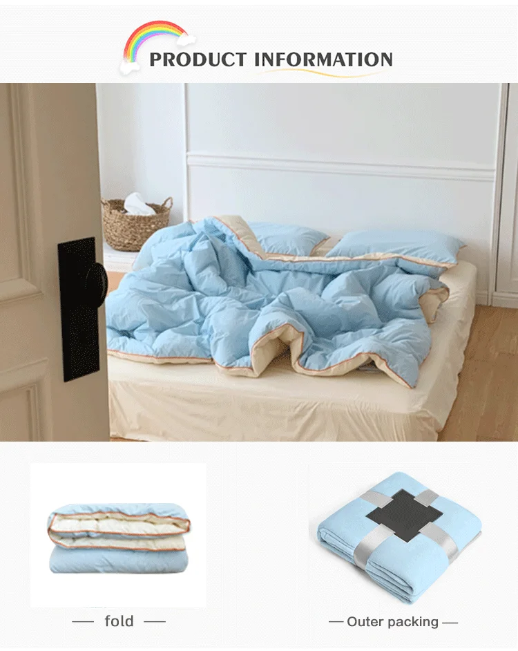 All Seasons Color-matching Design Lightweight Soft 100% Cotton Quilt Duvet Bedding Set factory