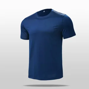 2026 New Design Breathable Men's Gym T-Shirts Custom Logo Polyester Spandex Woven Sporty Solid Pattern T-Shirt