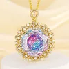 Gold powder blue pendant with Chopin chain