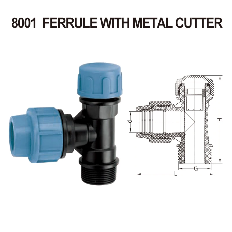 HDPE PP PIPE COMPRESSION FITTINGS WATER KNOCKOUT TRAP CLAMP SADDLES Ferrule with Metal Cutter