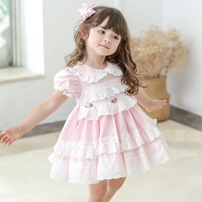 Wholesale C0651 baby spanish dress girls dresses summer pink vintage kids  clothes boutiques wholesale children clothes From m.