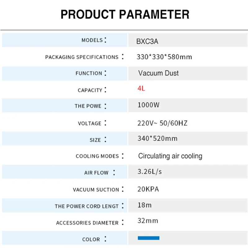 Электрический Голубой Рюкзак-пылесос Cyclone 18M Power Line, 1000, 220, 4 л, с сумкой