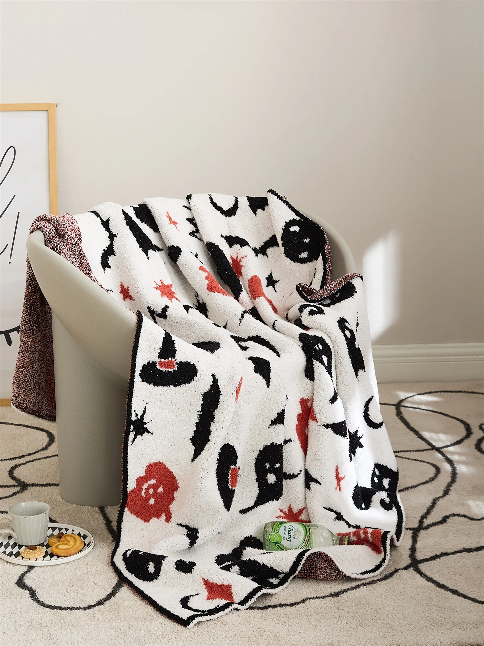 Wholesale Super Cozy Microfiber Knitted Blanket For Halloween Blanket And Home Decoration   WSJPD details