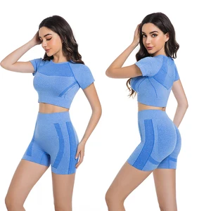 Women's High-Impact Sports Bra Shorts Suit Everyday Style Wholesale Sportswear with Logo on Waist Yoga Inspired