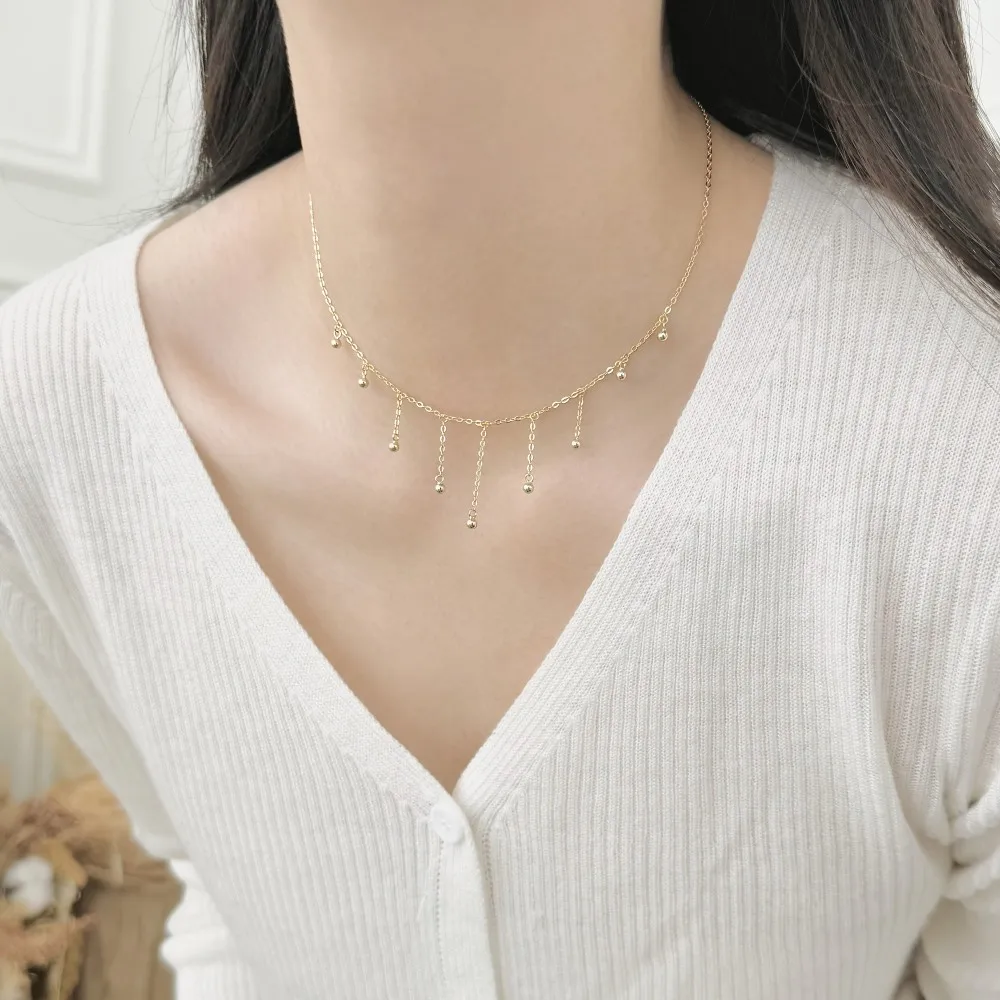 KAKODIY new fashion jewelry 925 sterling silver chain tassel necklace beads tassel pendant necklace customizable jewelry detail 2