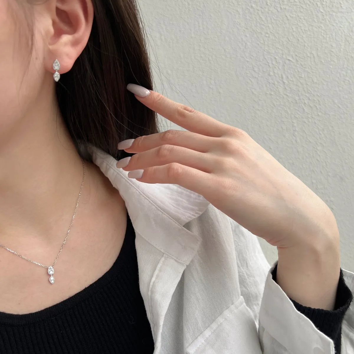 KAKODIY Fresh Style 925 Sterling Silver Earrings Women's Gift 5A Cubic Zircon Water Drop Pear Earrings detail 2