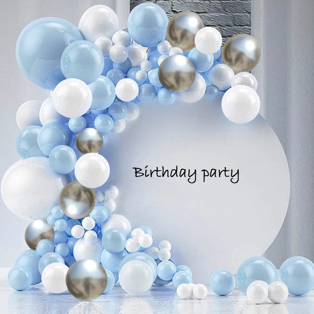 DIY Macaron Blue White Balloon Garland Kit Arch Baby Boy Latex Balloon ...