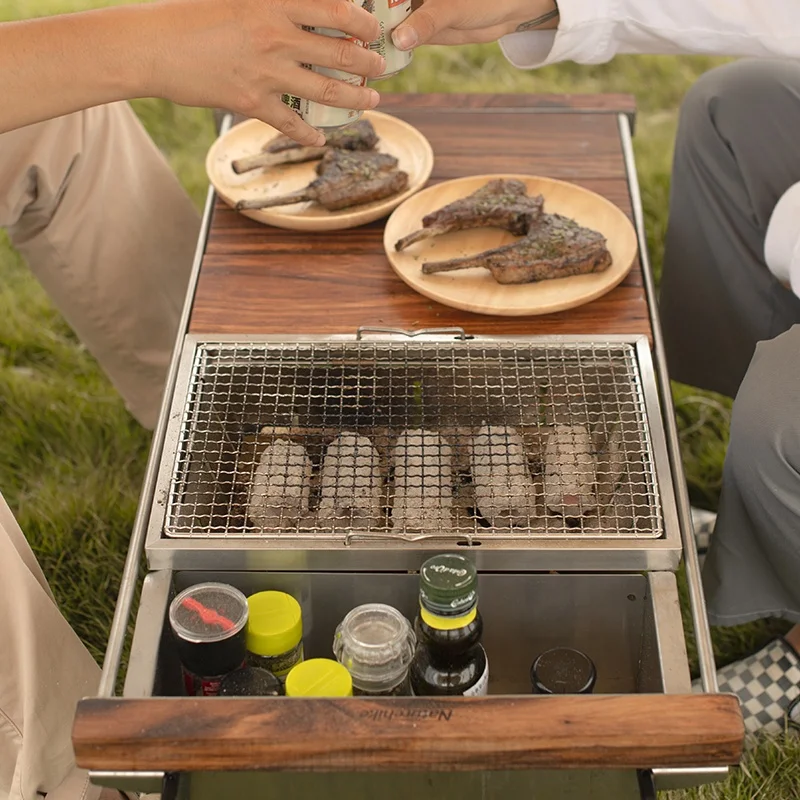 Naturvandring udendørs camping Picnic Folding 304 Rustfrit stål Kulbål BBQ Grill