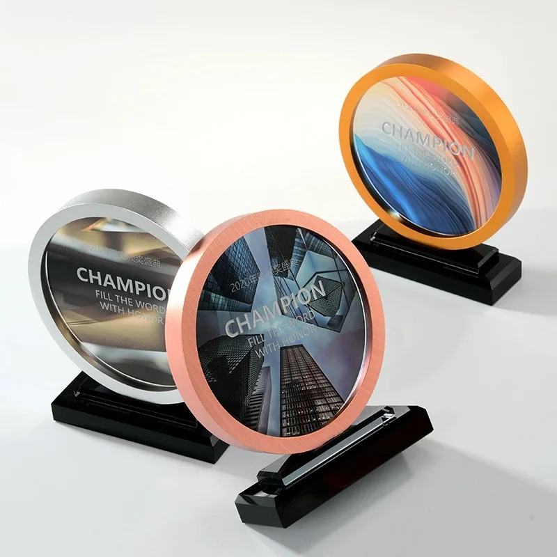 Blank round shaped glass trophy awards crystal plaque crystal trophy award