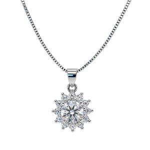 Fine Fashion GRA Certified Design VVs1 Moissanite Diamond Sun Flower Jewelry Sets Copper-plated Platinum Women Ladies of Gifts