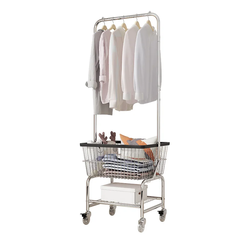 Wholesale Stainless Steel Removable Wheeled Metal Coat Rack Floor-Standing Coat Stand for Living Room and Bathroom