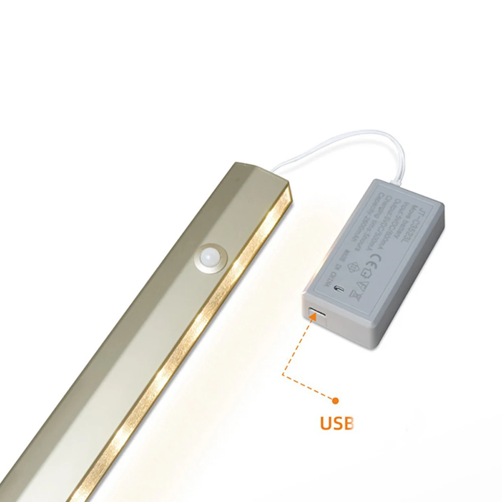 Motion Sensor LED Wardrobe Light Aluminum Closet Rod with Support for Wardrobe Hanging Clothes Cabinet Lights