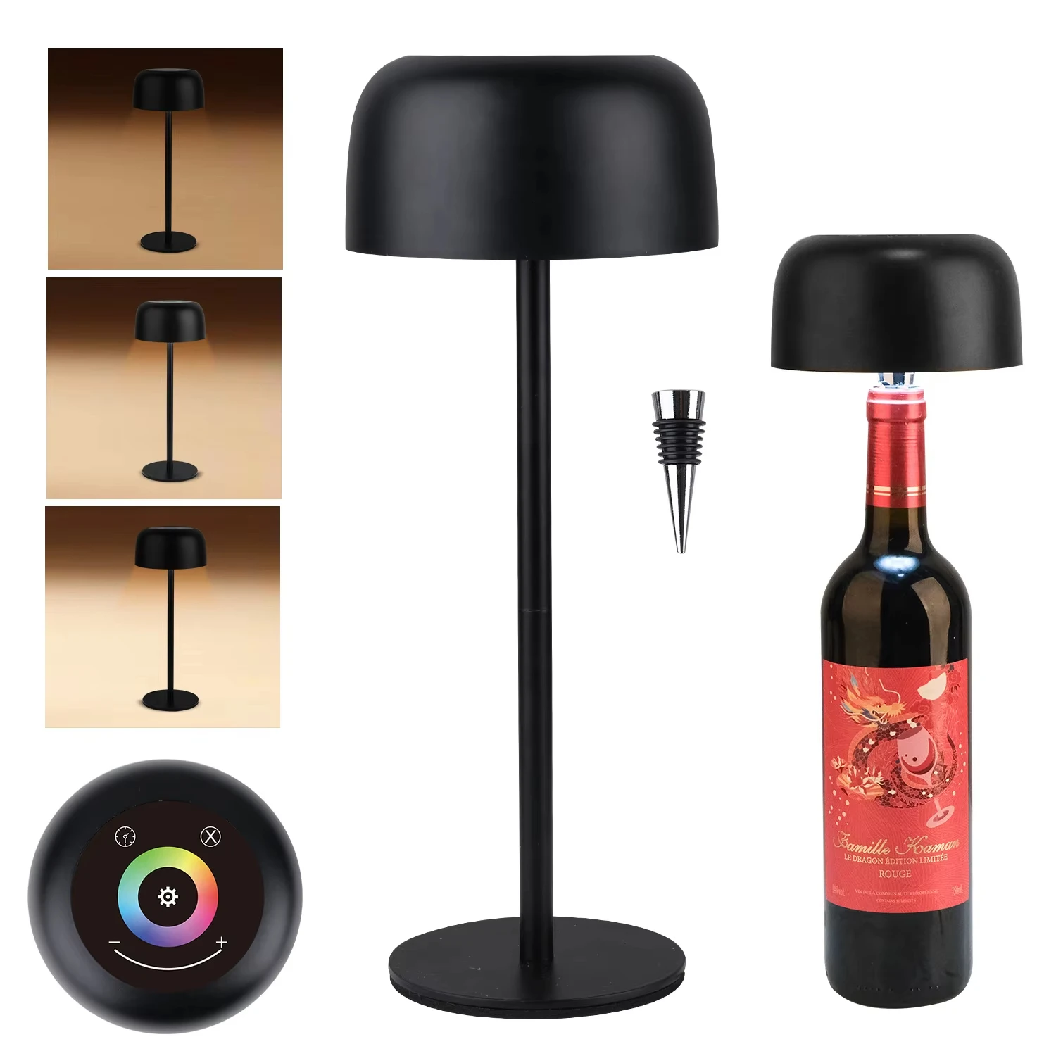 product cross border 3 in 1 creative table lamp mushroom nail atmosphere wine bottle stopper detachable night light and bedside lamp-44