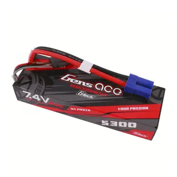 Gens Ace 5300mAh 2S 7.4V 60C G-Tech HardCase Lipo Battery Pack 24# With EC5 Plug For RC Car