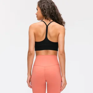 TOPKO High Quality Hot Sexy Custom logo Nylon Material Strappy Back Design for Sports Running  Yoga Bra