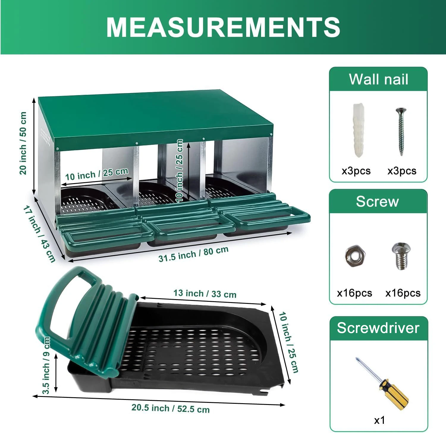 Heavy Duty Chicken Coop Nesting Box 3 Compartment Roll Out Nesting Box