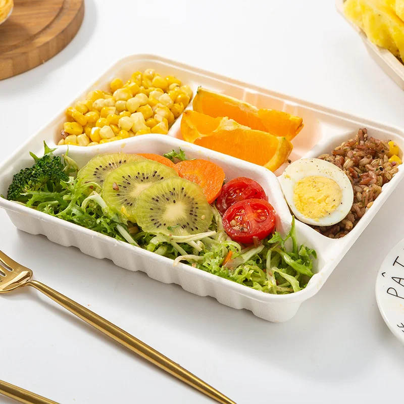 Biodegradable disposable food clamshell/3 5 compartments food box/tray