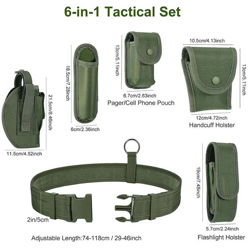 Fashionable Modular Equipment Security Utility Tactical Belt with Components Pouches Bags Holster for Security Hunting