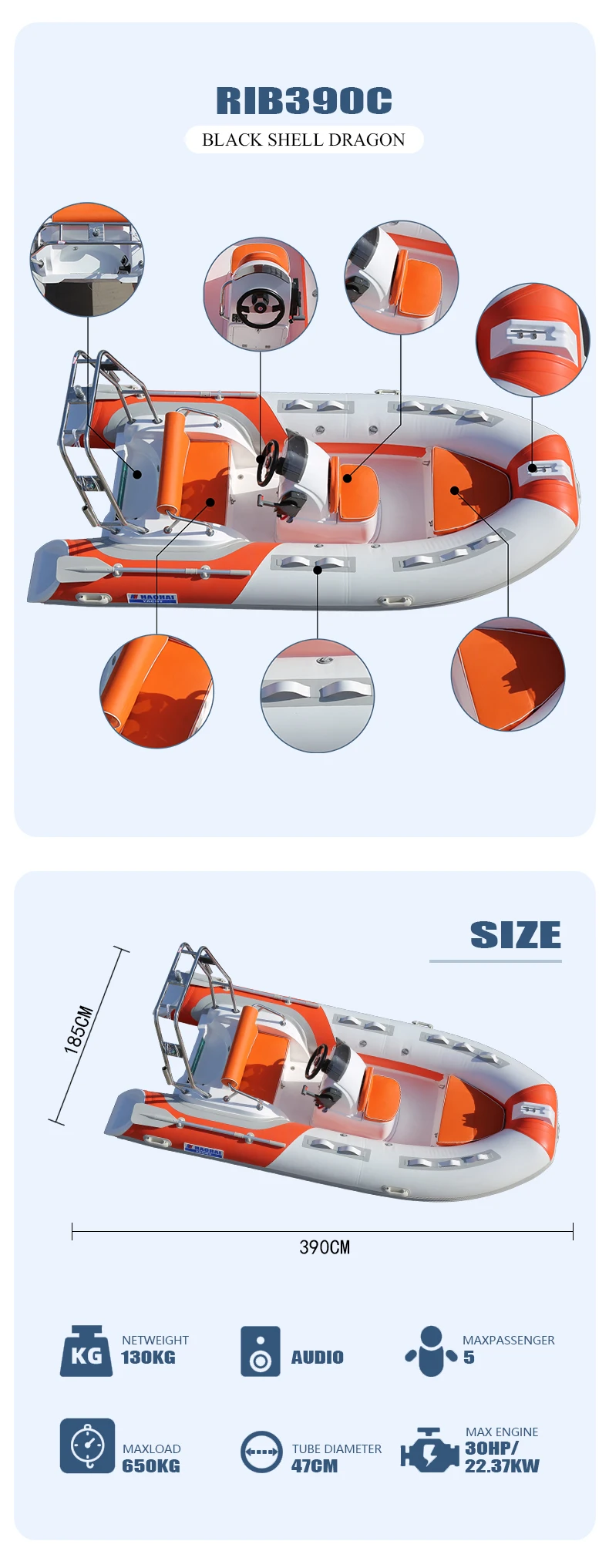 Conter Console Raft China PVC Racing Sport Boat with Hypalon Rubber Bateau Center Console ...