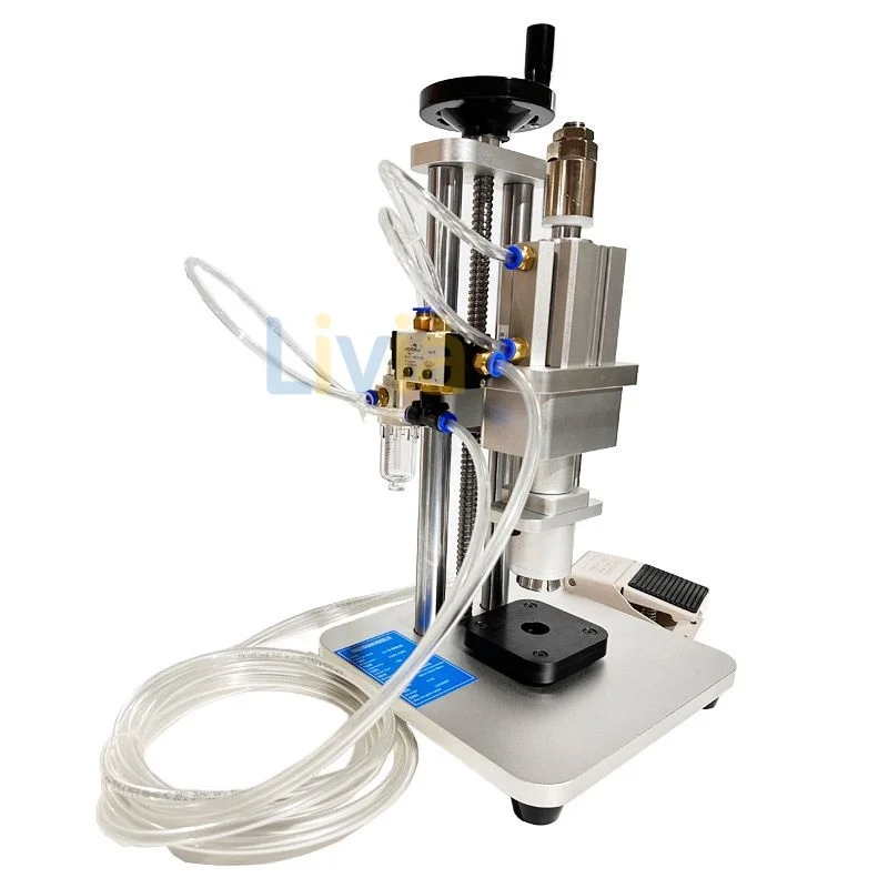 Desktop Semi-Auto Vial Sealing Machine Injection Glass Oral Liquid Bottle Ampoule Cap Locking Aluminium Plastic Cap Crimping
