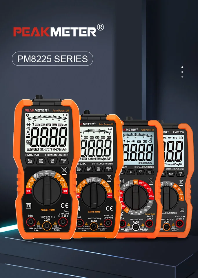 Peakmeter Pm8225d Auto Range Digital Multimeter Rel Vfd Measurement