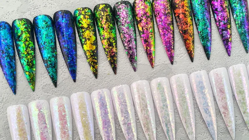 Super Highlight Chameleon Effect Pigment Nail Clear Aurora Flake ...