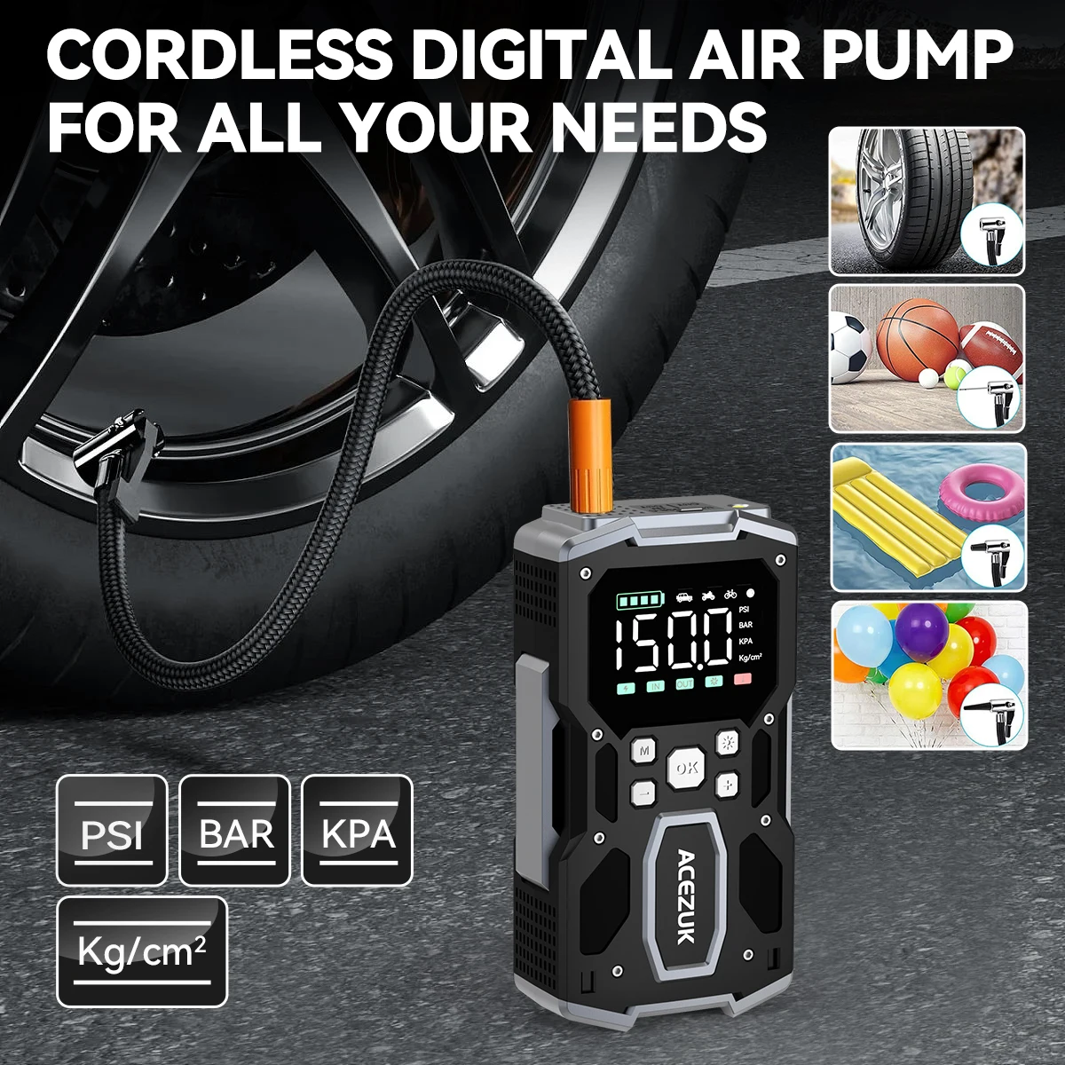 HAONINYUE Car Jump Starter With Air Compressor – 3000A Peak, 150PSI Tire Inflator, 8000mAh, 12V Emergency Power For Cars, Trucks, Boats - View #2