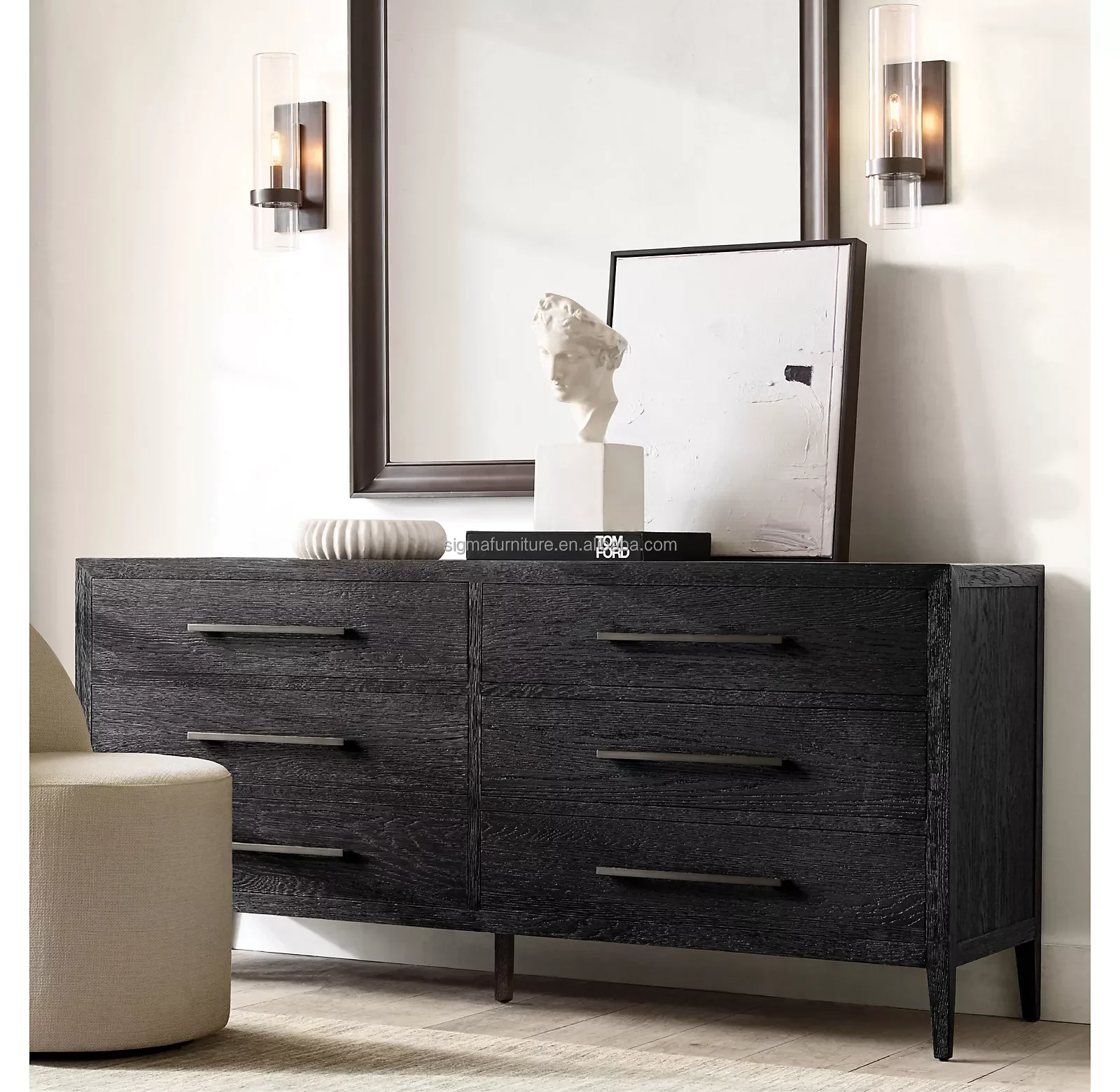 Деревянная мебель для гостиной и спальни с металлическими ручками хранения шкаф 6 выдвижными