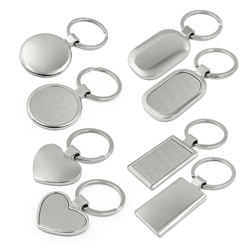 Custom Logo Blank Rotating Metal Round Laser Stainless Steel Blank Spinning Engraving Keychain Keyring Llaveros Al Por Mayor