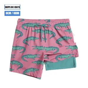 Men's Colorful Crocodile Pattern Swim Trunks - Quick-Drying Compression Lining | Board Shorts