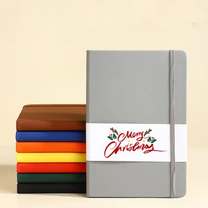 Custom A5 Notebook Journal for Christmas Promotions PU Leather Hardcover Thread Sewing Printed Fabric Cover for Diary Use