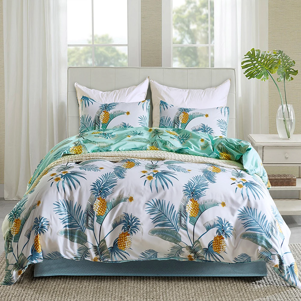 Set Cover Bedding Twin Double Queen King Printing a White Pineapple Duvet Cover 