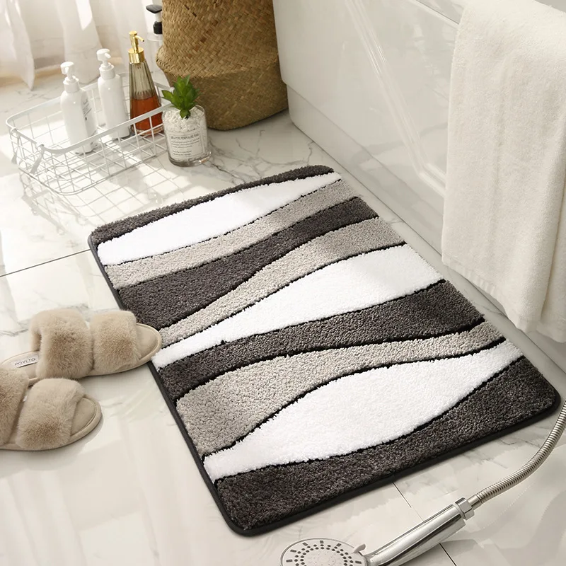 Modern Striped Bathroom Non Slip Mat Living Room Kitchen Washable Floor Mat Customized