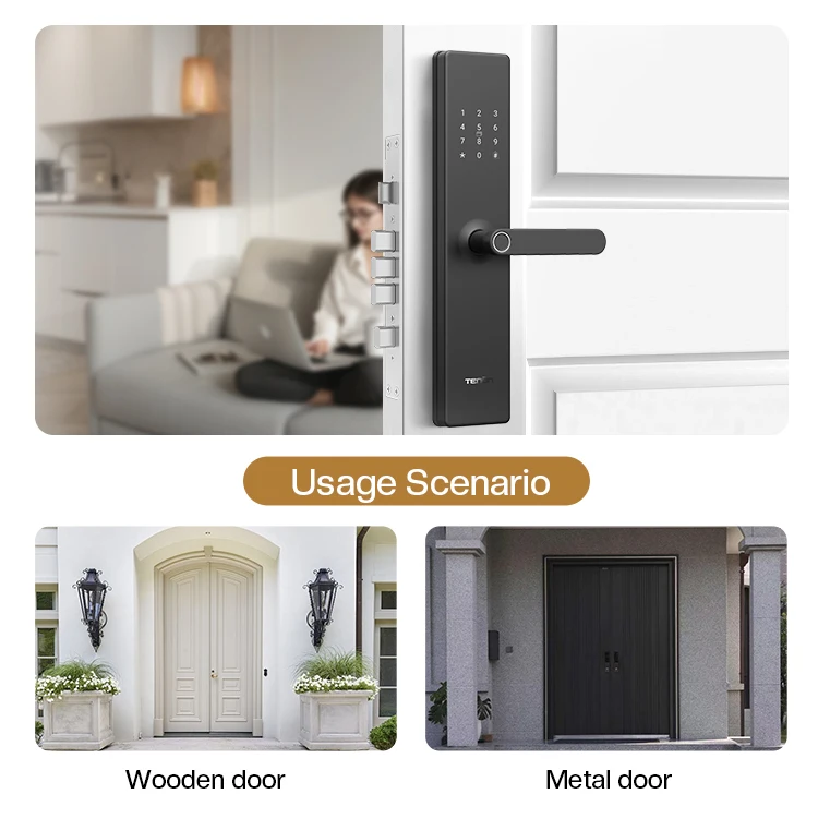 Indoor Electronic Touch Screen Digital Keyless Smart Lock Intelligent Password Fingerprint Smart Lock Door Handles