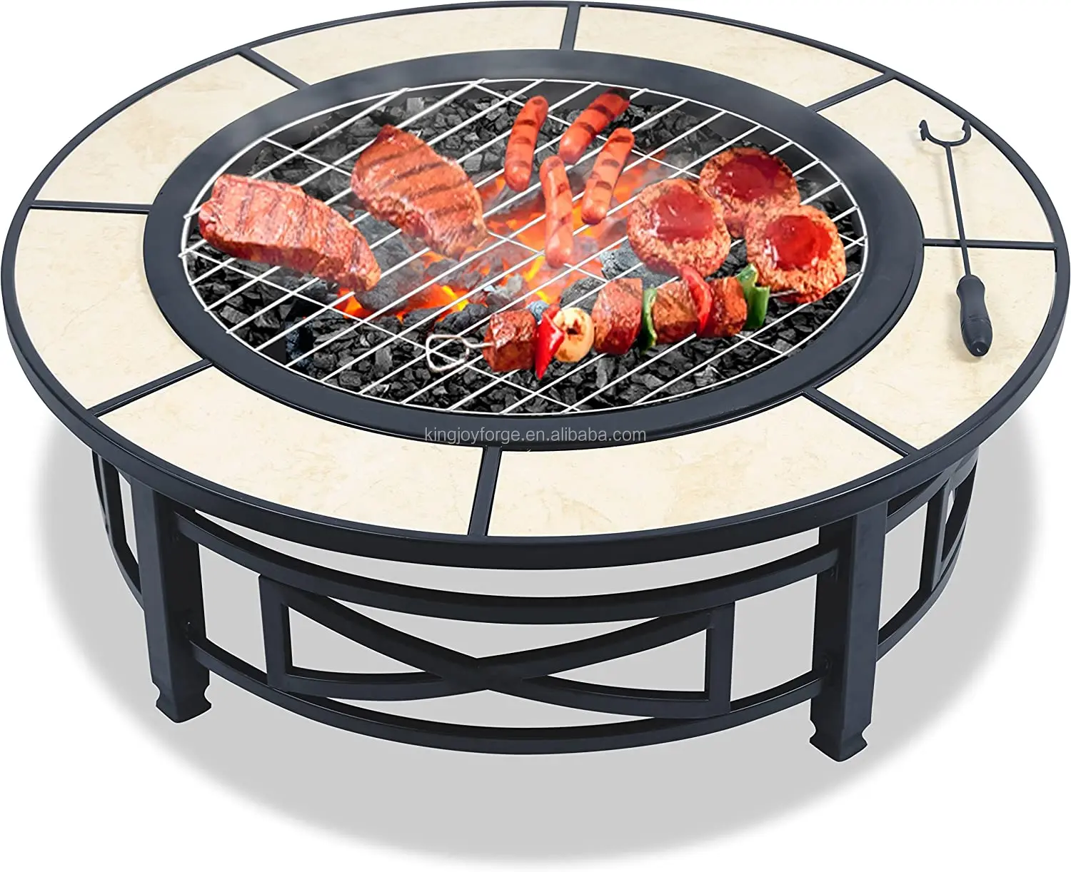 Ceramic Tile Table Top Fire Pit With Bbq Grill And Cooler Buy Table