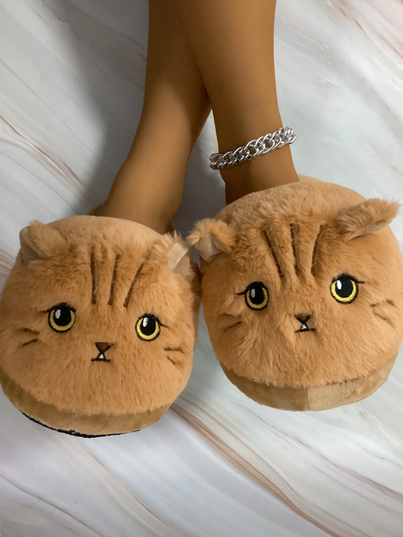 Easy To Wear Slippers Cozy Cartoon Cat Winter Slippers Soft Plush Women's Footwear For Warmth Comfort At Home
