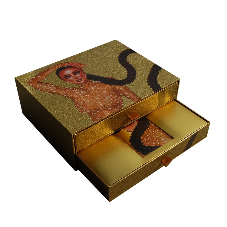 Роскошная упаковка с логотипом на заказ, подарочная коробка с блестками, упаковка для наращивания волос с логотипом