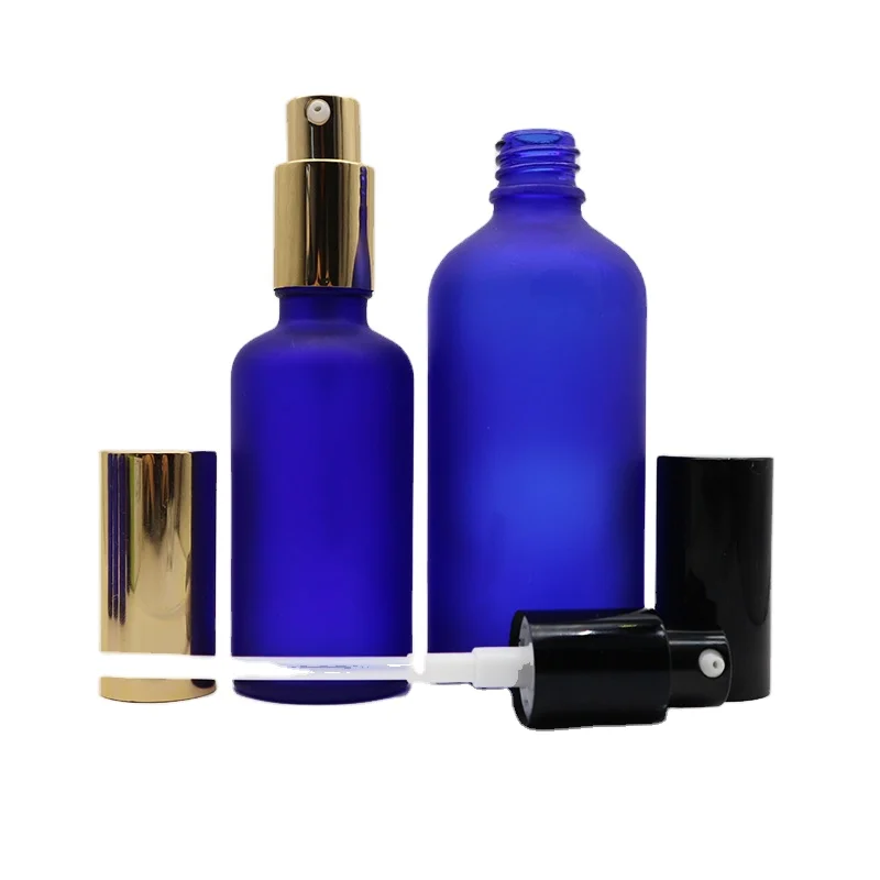 Top Supplier 30ml 50ml 100ml Matte Blue Glass Spray Bottle with Spray Mist Cap