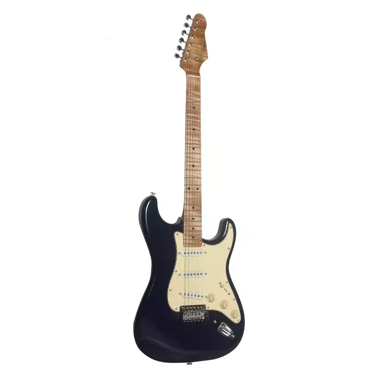 Black Color Strat Electric Guitar With Brass Bridge Good Quality ...