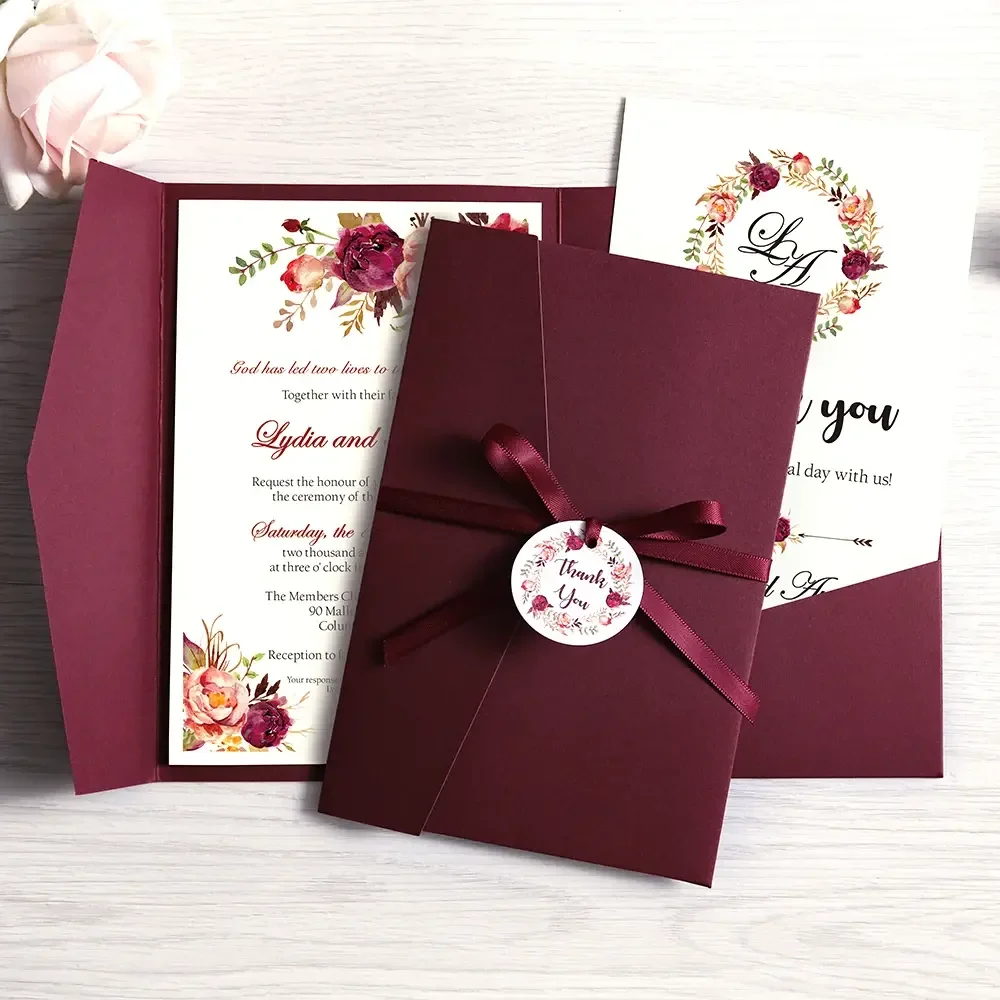 Floral Design Wholesale Velvet Envelope Pink Rose Paper Wedding Invitation With Vellum Wedding Invitation Cards supplier