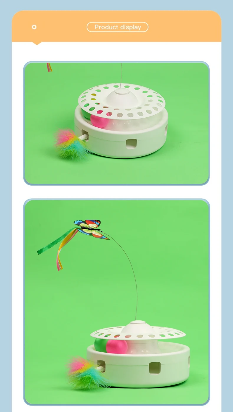 Upgraded Electric Cat Toys with Bell Ball Puzzle 3 in 1 Cat Turntable Toy Automatic Rotation Teaser Butterfly Interactive Toy details