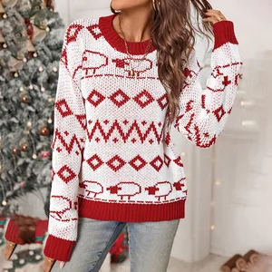 Wholesale 2025 New Women's Long Sleeved Knitted Pullover Sweater Christmas Sweater for Women