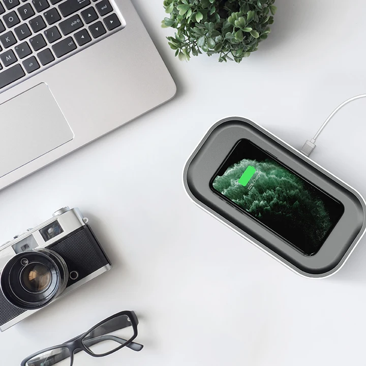 Мини-стерилизатор UVC, портативный Дезинфектор для сотового телефона, светодиодный стерилизатор с беспроводным зарядным устройством