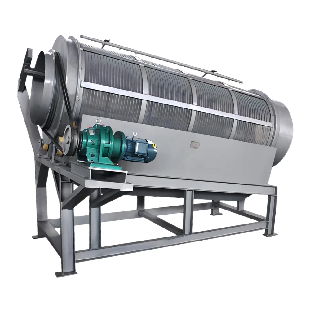 DZJX Gypsum Small Scale 3 Stage Rotary Trommel Screen Machine Shaftless Screener Rotating Drum Sifter With Cleaning Brush