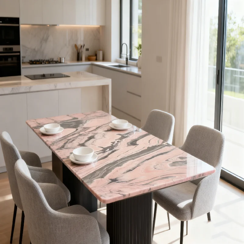 Pink Rosa Aurora Marble Modern Dining Coffee Table Low Plinth Eco-Friendly Waterproof Luxury Natural Customized Side Table