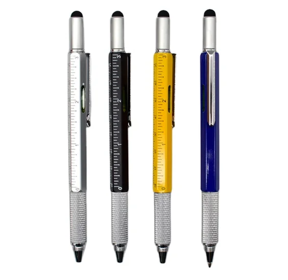6 in 1 Multifunction Tool Pen With Custom logo Color and Engineering Pen With Inch Scale in Multi Ballpoint Pen