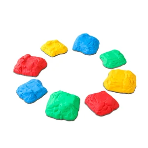 Factory Sale Rainbow Color Anti-slip Stepping Stone Game for Kids Balance Training Stone Plastic Rock Stone Kindergarten Use