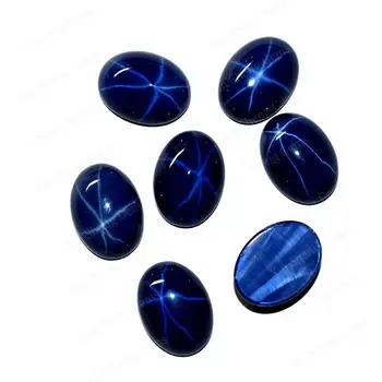 Synthetic blue color oval cabochon cut star sapphire loose gemstone for ring setting